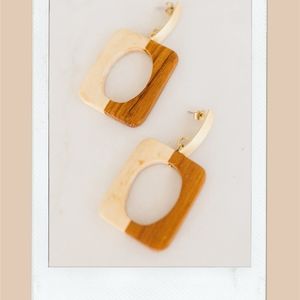 Retro wooden block earrings